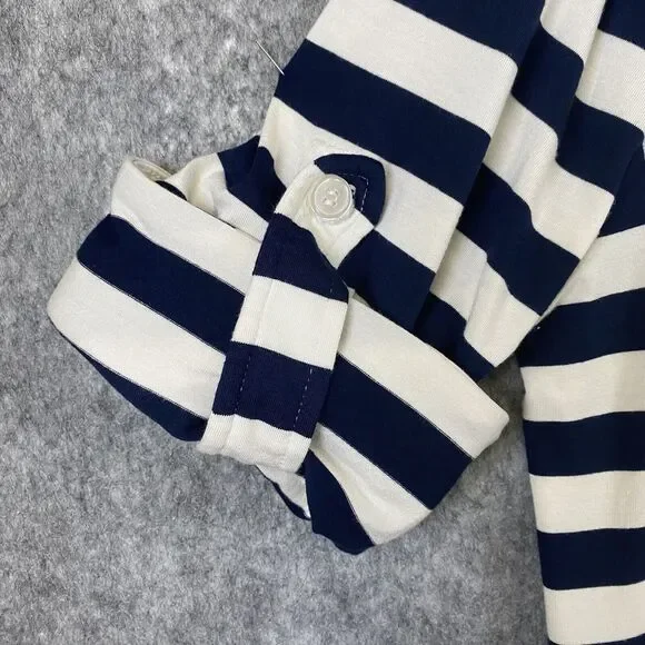 Soft Surroundings Women's Large Navy White Stripe V Neck Side Wrap Dress - Picture 4 of 14